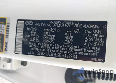 2024 Hyundai Tucson Se из США, поврежденный, VIN 5NMJA3DE3RH429784